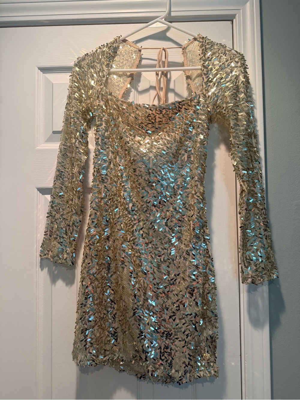 Lucy in the Sky Gold Sequin Mini Dress, size Medium
